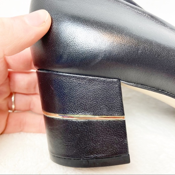 Tahari Amanda Black Leather Block Heel Pumps sz 7 - Picture 3 of 8